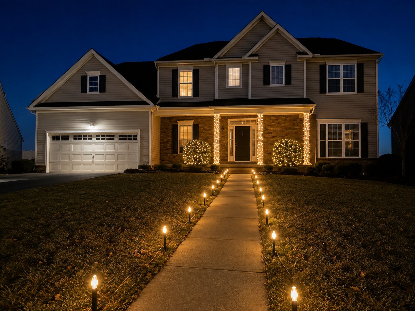 Custom Christmas lighting design for a home in Bear, Delaware
