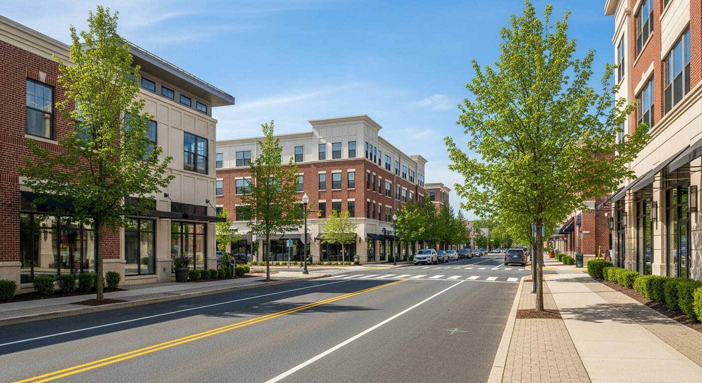 Voorhees town center street and shops